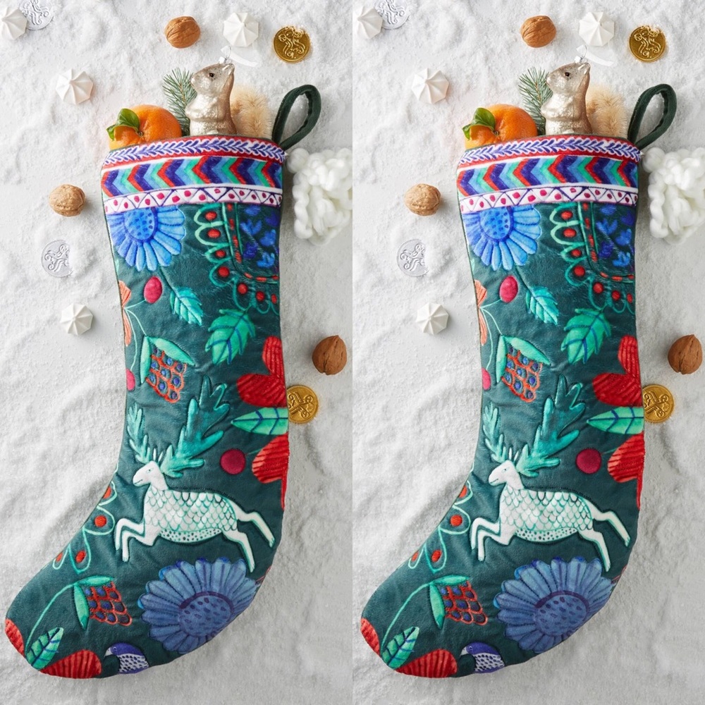 Anthropologie Velvet Celtic Christmas Stocking New